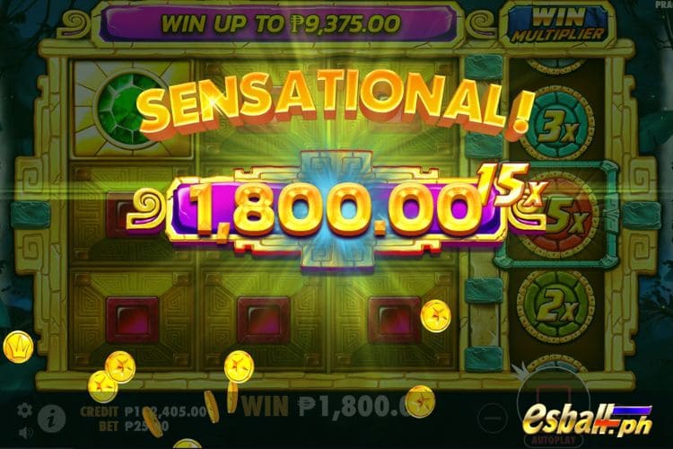 Bet 25 pesos and win 1,800 pesos on Aztec Gems Big Win.