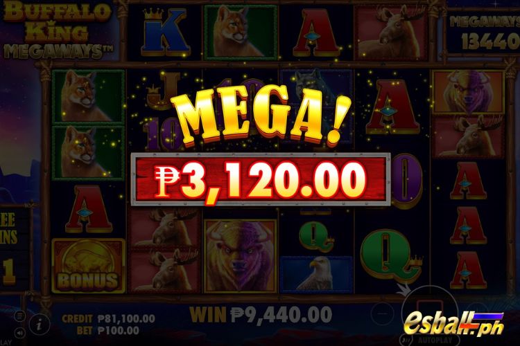 Bet 100 pesos and win 3,120 pesos on Buffalo King Megaways Big Win. Bet 100 pesos and win 3,120 pesos on Buffalo King Megaways Big Win.