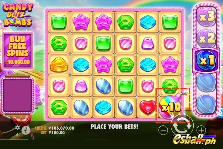 Candy Blitz Bombs: Multiplier BOMB symbol