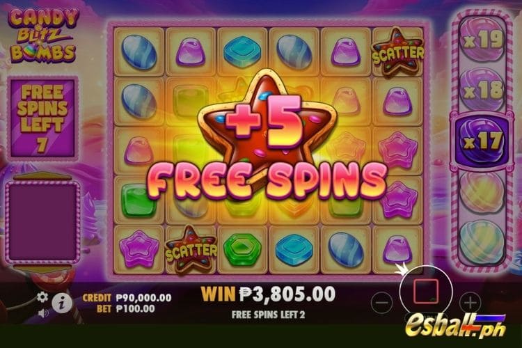 In Free Game, 3+ Scatters win 5 additional free spins.
