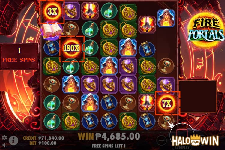 In Free Game, Fire Portals: Multiplier