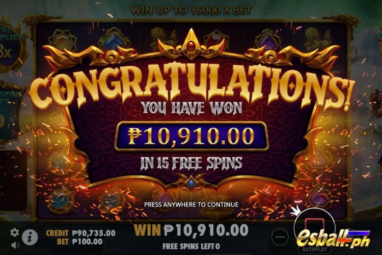 Get 10,910 Pesos in PP Gates Of Gatot Kaca 1000 Free Spins.