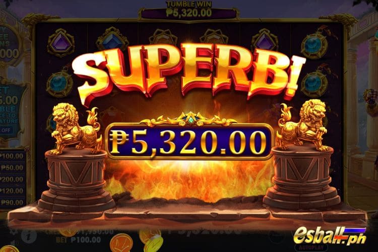 Bet 100 pesos and win 5,320 pesos on Gates Of Gatot Kaca 1000 Big Win.