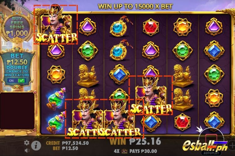4+ Scatters trigger the Free Spins feature.