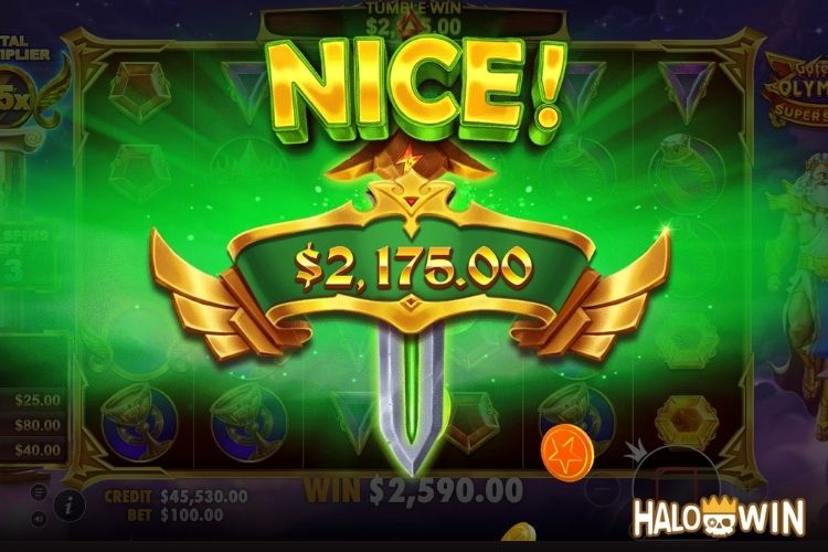 Bet 100 pesos and win 2,175 pesos on Gates Of Olympus Super Scatter Big Win.