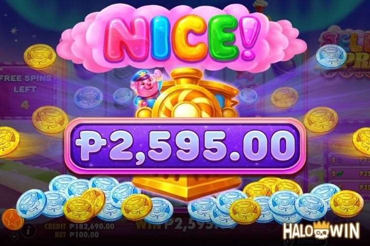 Bet 100 pesos and win 2,595 pesos on Jelly Express Big Win.