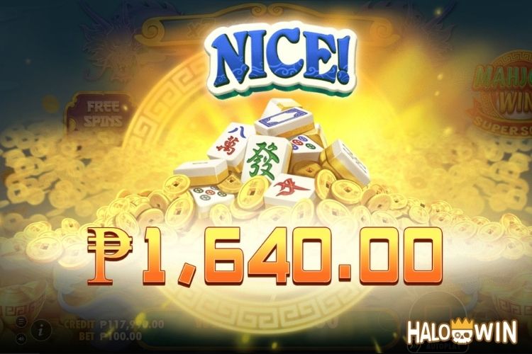 Bet 100 pesos and win 1,640 pesos on Mahjong Wins Super Scatter Big Win.
