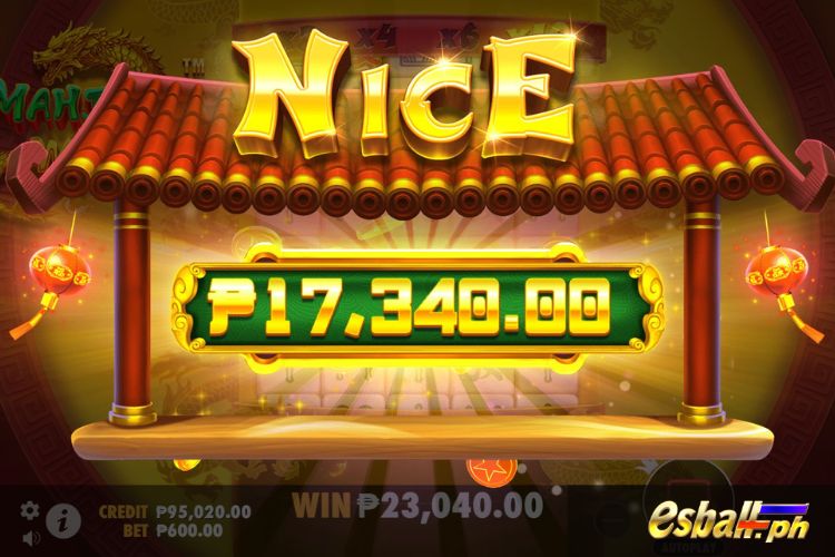 Bet 600 and get a big win of 17,340 in the PP Mahjong Wins.