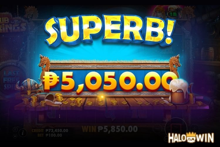 Bet 100 pesos and win 5,050 pesos on Pub Kings Big Win.