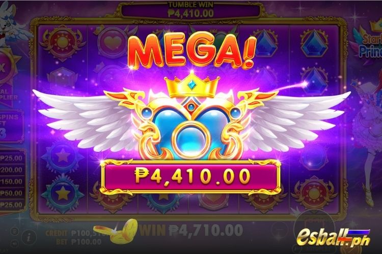 Bet 100 pesos and win 4,410 pesos on Starlight Princess Big Win.