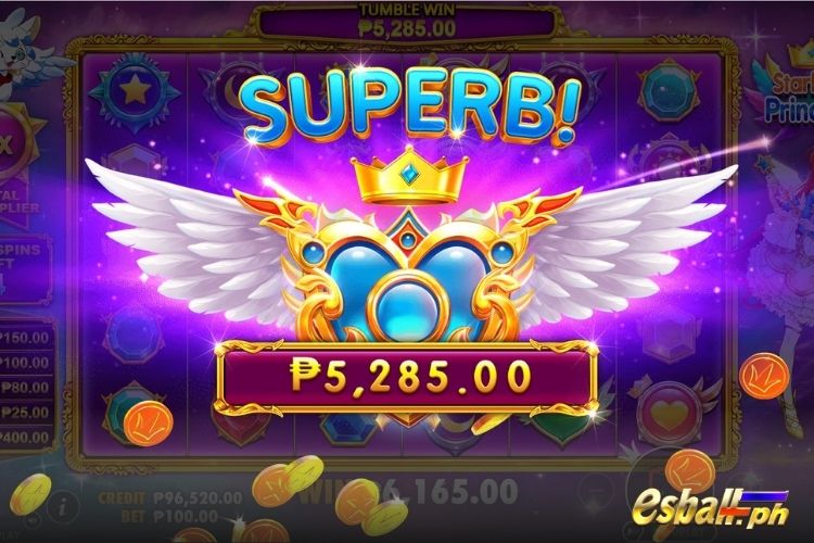 Bet 100 pesos and win 5,285 pesos on Starlight Princess Big Win.