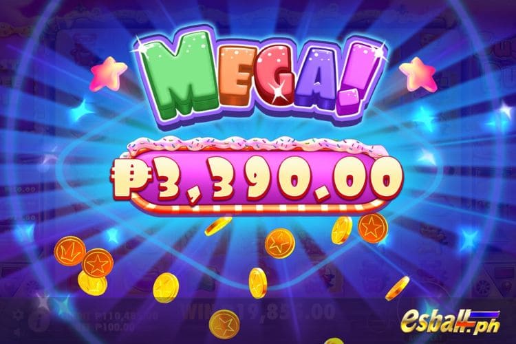 Bet 100 pesos and win 3,390 pesos on Sugar Rush Big Win.