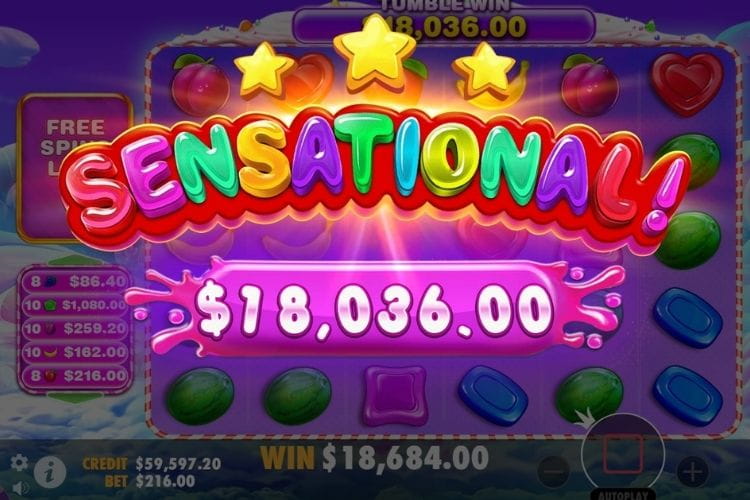 Bet 216 pesos to get Big Win 18,036 in Sweet Bonanza 1000!