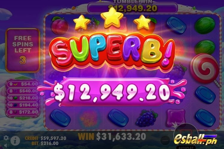 Bet 216 pesos to get Big Win 12,949.2 in Sweet Bonanza 1000!