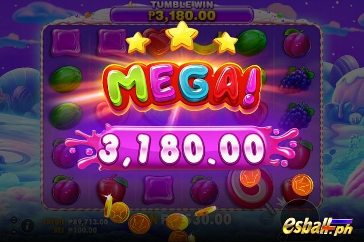 Bet 100 pesos and win 3,180 pesos on Sweet Bonanza Big Win.