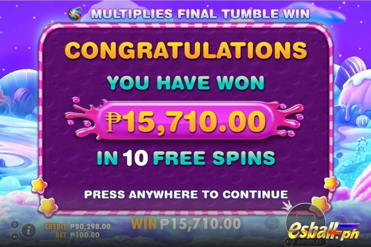 Get 15,710 Pesos in PP Sweet Bonanza Free Spins.