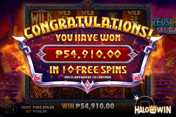 Get 54,910 Pesos in PP Zeus vs Hades Gods Of War Free Spins.