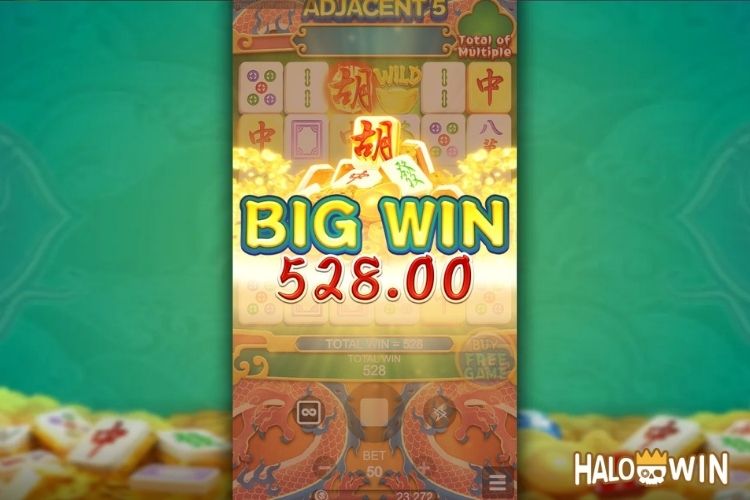 Bet 50 pesos and win 528 pesos on Mahjong 3+ Big Win.