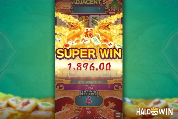 Bet 50 pesos and win 1,896 pesos on Mahjong 3+ Big Win.