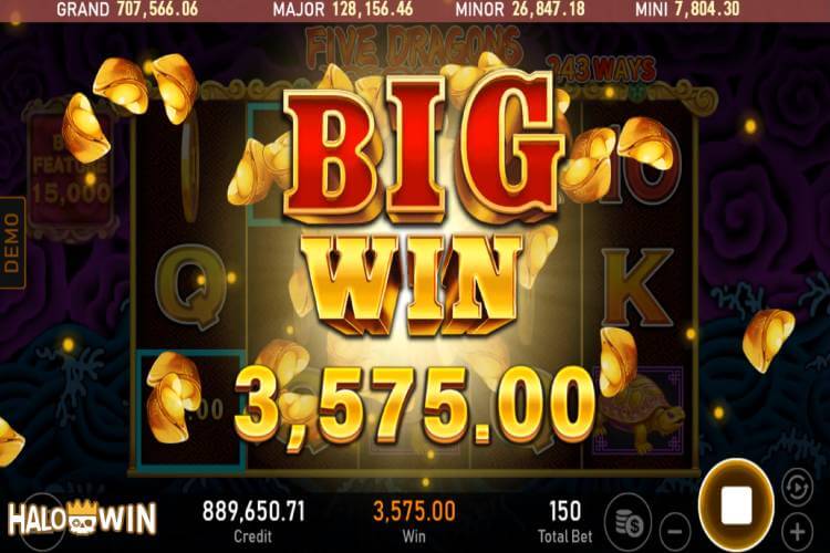 Big Win 3,575 Pesos from RSG 5 Dragons Free Spins