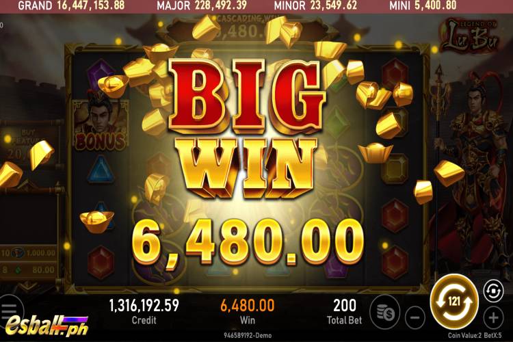 Big Wins ₱6,480 on RSG Legend of Lu Bu Slot Game!