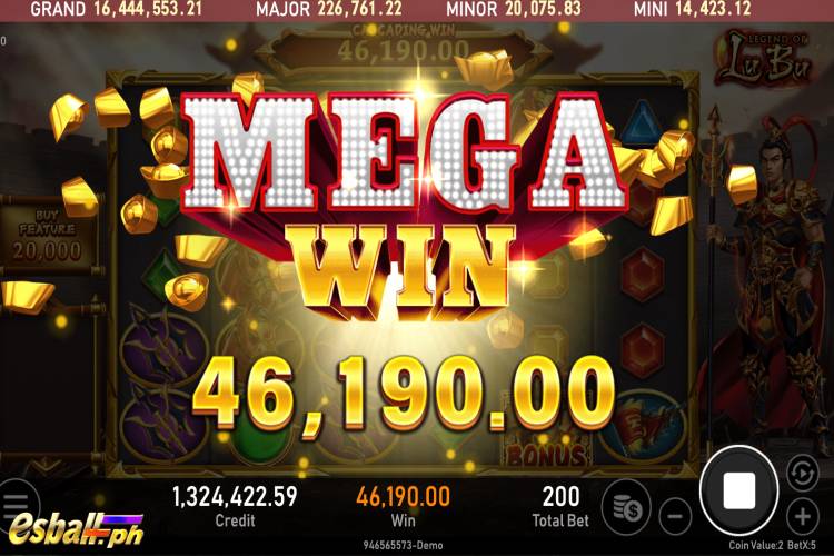 Mega Wins ₱46,190 on RSG Legend of Lu Bu Slot Game!