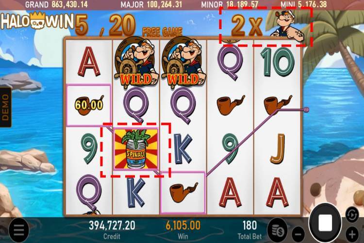 RSG Popeye Slot Free Spins: Multiplier