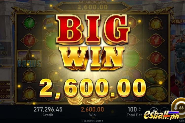 Bet 100 pesos and win 2,600 pesos on Power Of Thor Big Win.