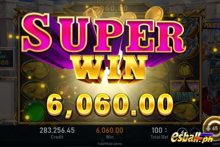 Bet 100 pesos and win 6,060 pesos on Power Of Thor Big Win.