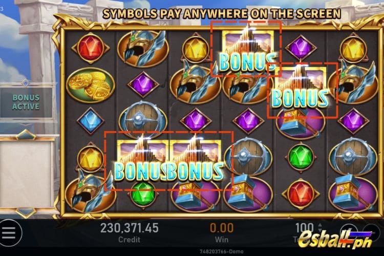 4+ Scatters trigger the free spins feature.