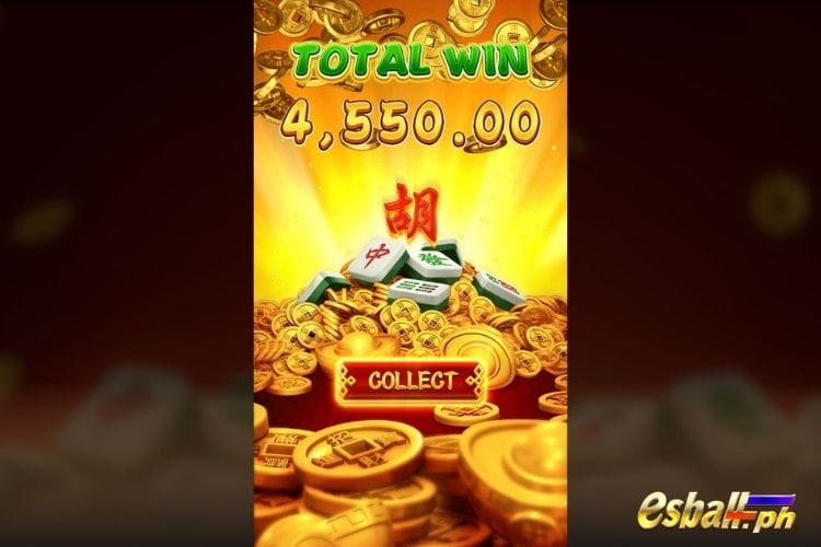 Bet 100 and get a big win 4,550 in the Rich Mahjong.