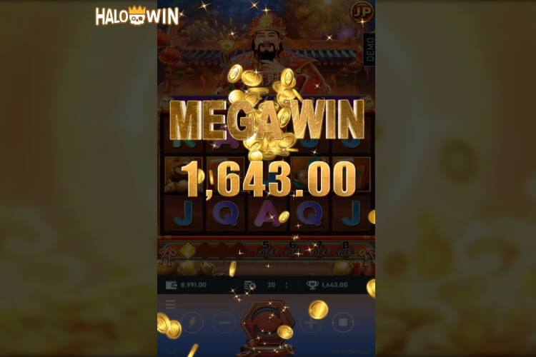 1643 Peso Mega Win on Caishen Coming Slot