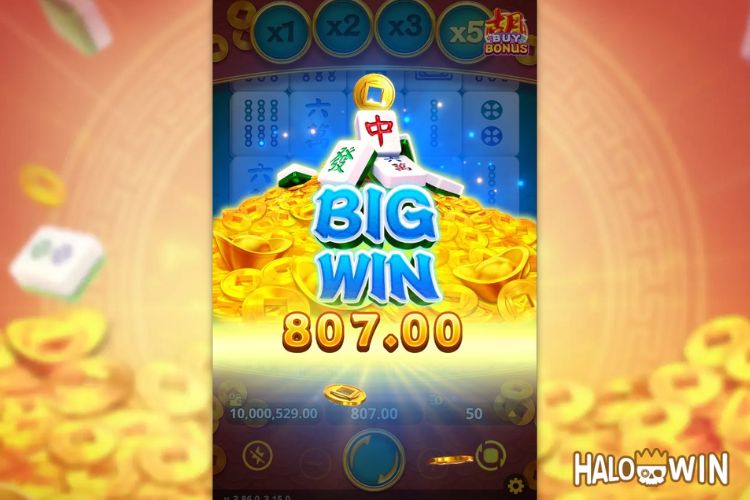 Bet 50 pesos and win 807 pesos on Golden Mahjong Big Win.