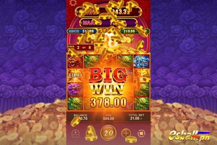 Bet 21 pesos and win 378 pesos on YB DragoNova Big Win!