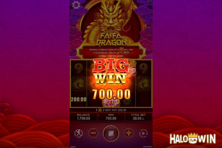 Bet 80 pesos and win 700 pesos on Fa Fa Dragon Big Win.