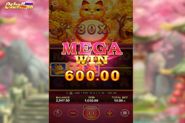 Hit a 600 pesos Mega Win on Fortune Cat Free Spins