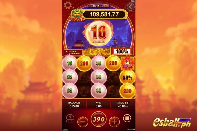 YB Fortune Treasure Slots DRAGON UP feature