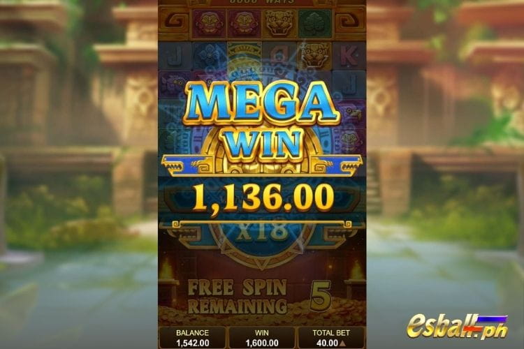 Bet 40 pesos to get Big Win 1,136 in Golden Aztec Mega!