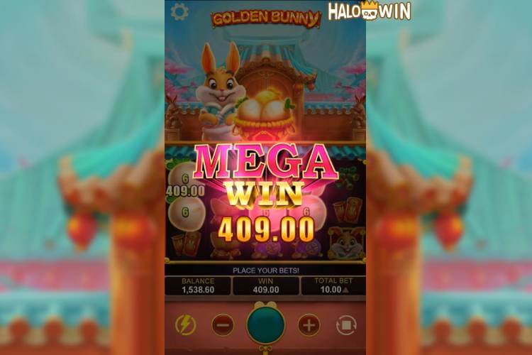 Scored a Mega Win of ₱409 playing Golden Bunny free spins
