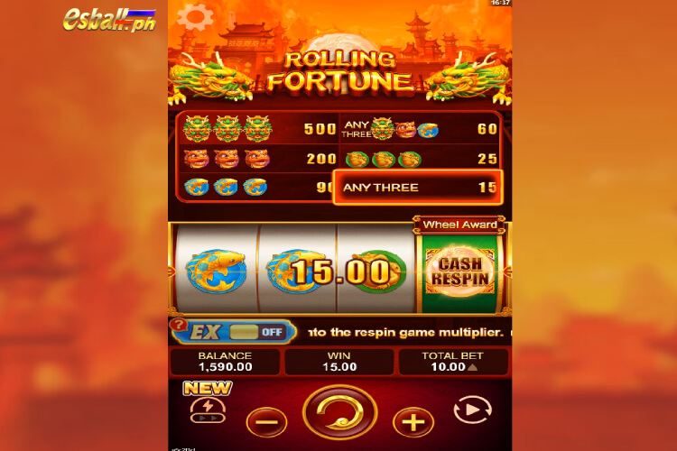 Payline Win + Cash Respin Trigger Free Spins