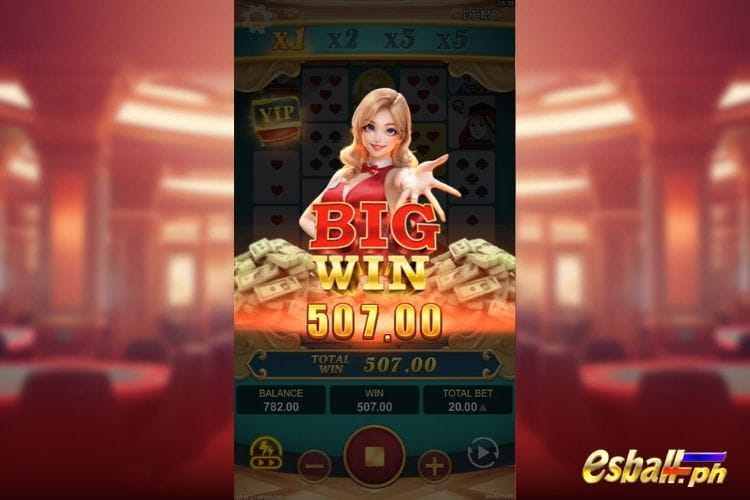Bet 20 pesos and win 507 pesos on Yellow Bat Royal Ace Big Win!